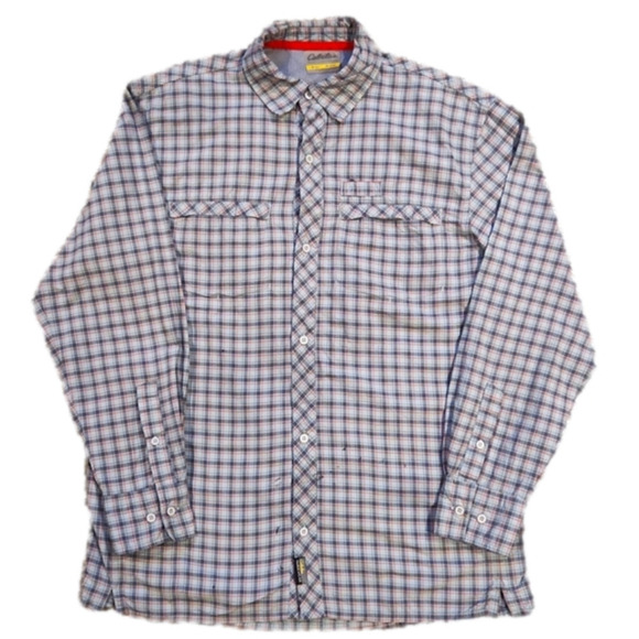 CABELA'S Guidewear Gray & Red Plaid Button-Up Shirt - Picture 1 of 11